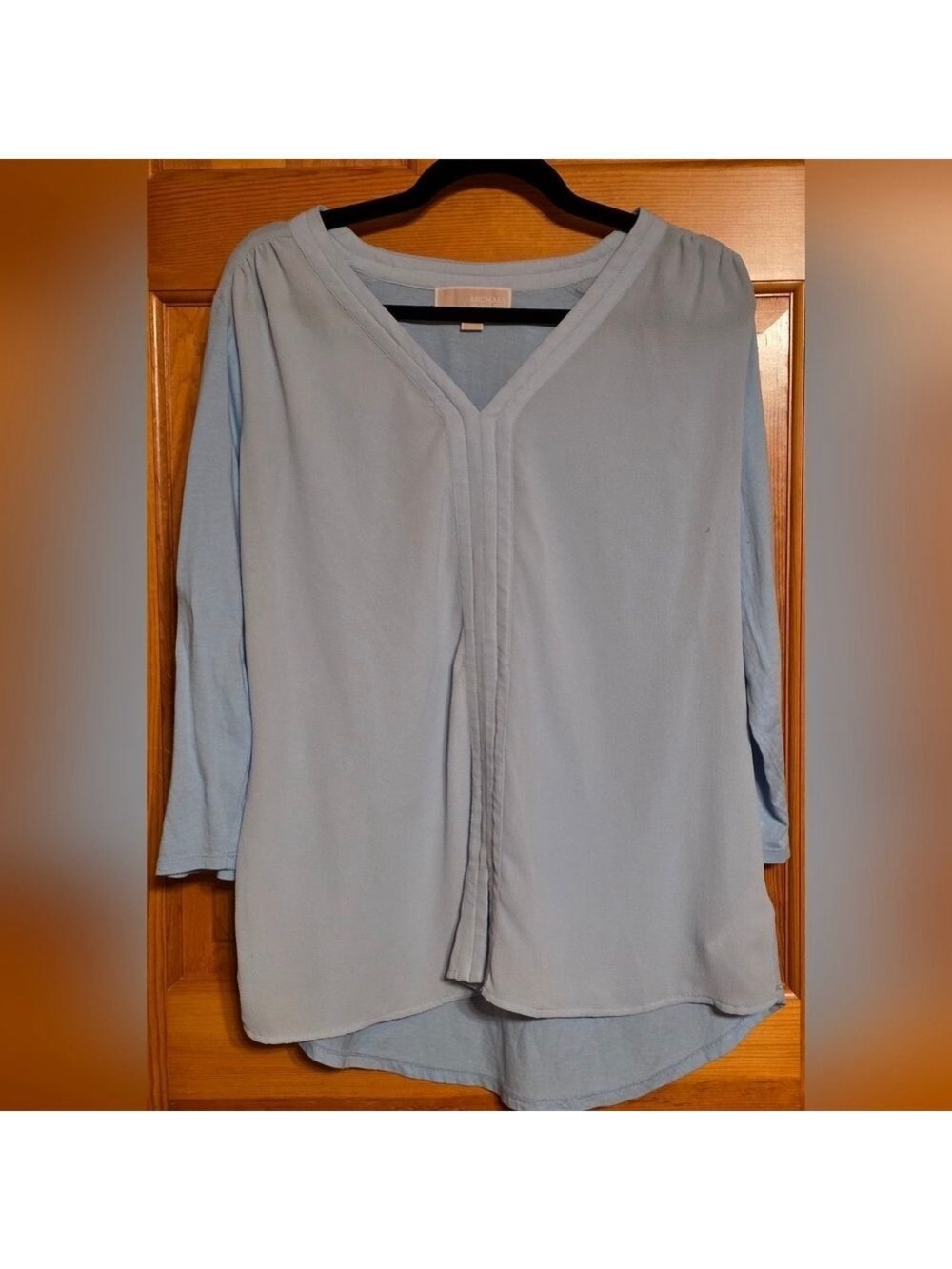 Michael Kors Light Blue V-Neck Blouse